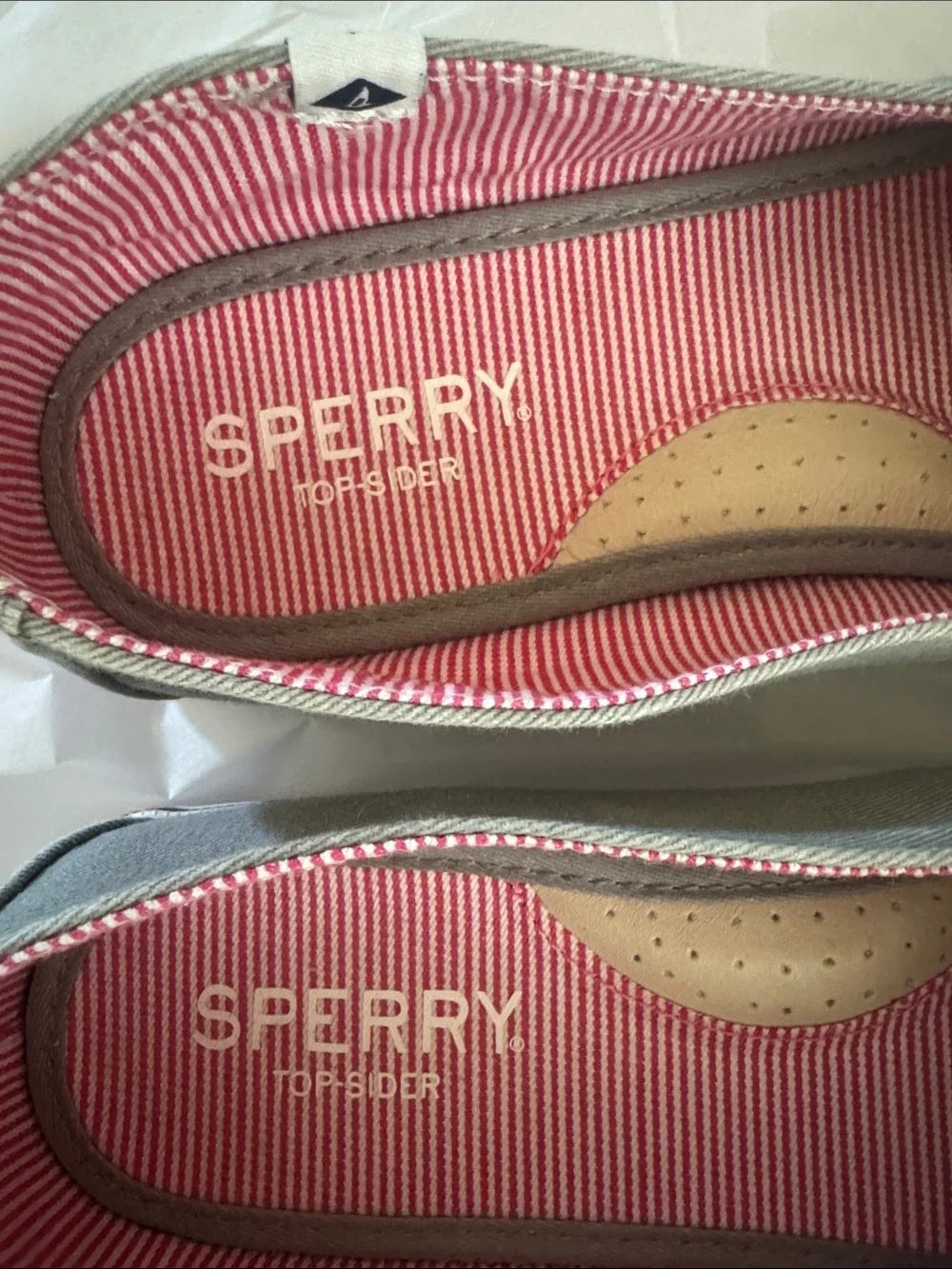 Like New, Sperry gray canvas boat shoes . Size 9.5.